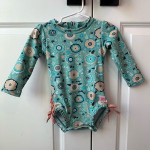 Ruffle Butts Island Dream One Piece Rash Guard (Size 18-24 Months)